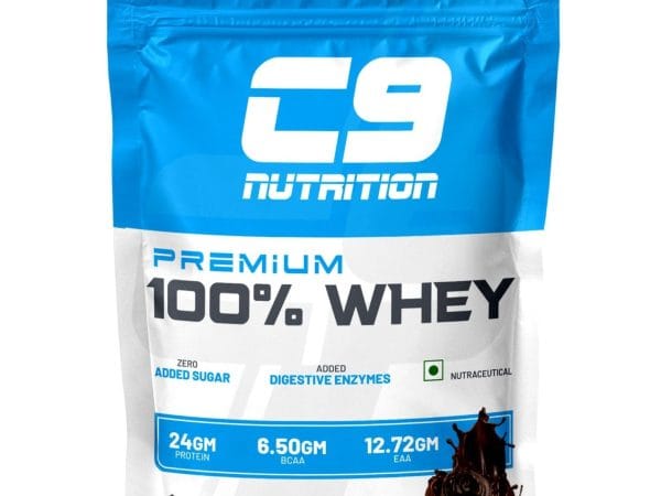 C9 Nutrition 100% Whey Protein | 24g Protein | 6.50g BCAA | Zero Sugar | Gluten-Free | ISO9001/GMP Certified | 2 kg